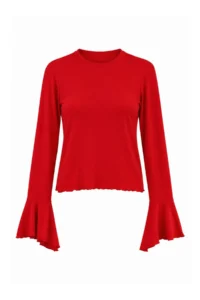 TRENDYOLMİLLA Red Fitted/Fitted with flywheel/Frilly Premium Soft Knitting Blouse - Image 5