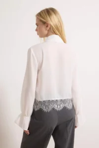 TRENDYOLMİLLA WHITE Scarf and Lace Detailed Chic Weaving Blouse - Image 5