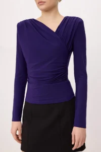 TRENDYOLMİLLA Purple Fitted Asymmetric Collar Long Sleeve Flexible Knitting Blouse - Image 3