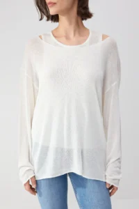 TRENDYOLMİLLA Wardrobe Essentials Ecru Boat Neck Oversized 2 Sets Tank Top-Blouse Knitwear Thin Blouse - Image 9