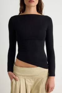 TRENDYOLMİLLA Black Plain Fitted Boat Neck Sleeveless Premium Soft Knitting Blouse - Image 3