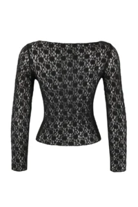 TRENDYOLMİLLA Black Plain Fitted Crew Neck Drop Sleeve LONG Lace Knitting Blouse - Image 6