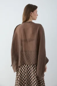 TRENDYOLMİLLA Brown Oversized Thin Draped Weaving Blouse - Image 3