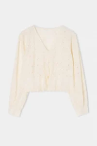 TRENDYOLMİLLA WHITE 100% Cotton Fisto embroidery Blouse - Image 5