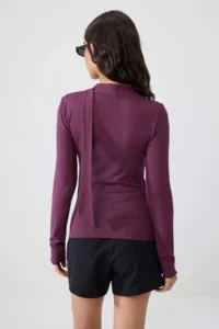 TRENDYOLMİLLA Plum Plain Regular Scarf Collar Standard Sleeve LONG Soft Knitting Blouse - Image 4