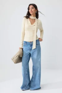 TRENDYOLMİLLA Stone Plain Regular Scarf Collar Standard Sleeve LONG Soft Knitting Blouse - Image 2