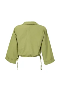TRENDYOLMİLLA Green Beli Shirred Adjustable Weaving Blouse - Image 6