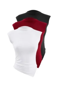 TRENDYOLMİLLA Black-Ecru-Burgundy 3 Sets Pack Fitted High Neck Knitting Blouse - Image 11