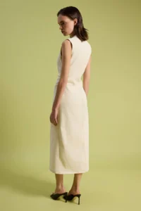 TRENDYOLMİLLA Ecru Button Detailed Sleeveless Maxi DENIM Dress - Image 4