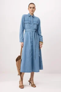 TRENDYOLMİLLA BLUE Maxi Binding Detailed DENIM Dress - Image 2
