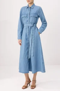 TRENDYOLMİLLA BLUE Maxi Binding Detailed DENIM Dress - Image 3