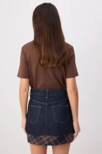 TRENDYOLMİLLA DARK BLUE Plaid Detailed Mini DENIM Skirt - Image 4