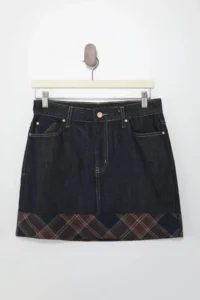 TRENDYOLMİLLA DARK BLUE Plaid Detailed Mini DENIM Skirt - Image 5