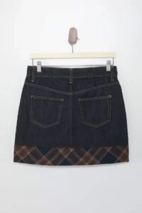 TRENDYOLMİLLA DARK BLUE Plaid Detailed Mini DENIM Skirt - Image 6