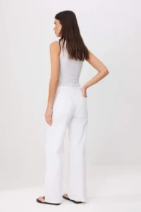 TRENDYOLMİLLA WHITE DRAPPY Regular Waist 100% Cotton LONG Length Wide Leg jeans - Image 8