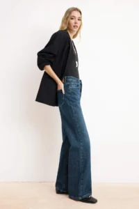 TRENDYOLMİLLA Premium DARK BLUE More Sustainable High Waist Less Flexible Wide Leg Wide Leg jeans - Image 2