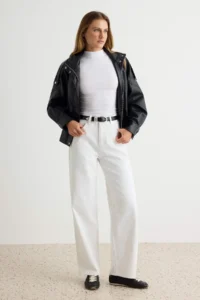 TRENDYOLMİLLA WHITE High Waist 100% Cotton barrel jeans - Image 2