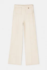 TRENDYOLMİLLA Ecru Button Detailed Medium Flexible High Waist Wide Leg jeans - Image 5