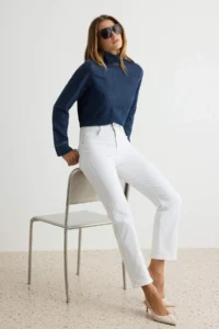TRENDYOLMİLLA WHITE High Waist Medium Flexible Straight Plain Cut jeans - Image 2