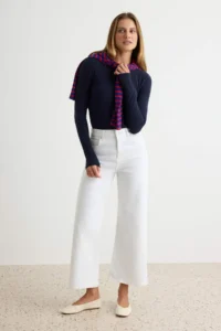 TRENDYOLMİLLA WHITE High Waist Medium Flexible culotte Wide Leg jeans