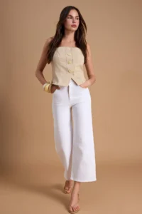 TRENDYOLMİLLA WHITE High Waist Medium Flexible culotte Wide Leg jeans - Image 5