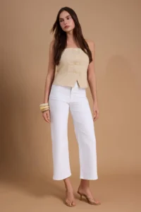 TRENDYOLMİLLA WHITE High Waist Medium Flexible culotte Wide Leg jeans - Image 6
