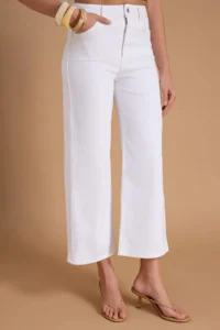 TRENDYOLMİLLA WHITE High Waist Medium Flexible culotte Wide Leg jeans - Image 7