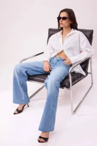TRENDYOLMİLLA BLUE Stone Detailed High Waist Wide Leg jeans - Image 2