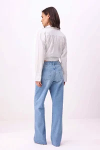TRENDYOLMİLLA BLUE Stone Detailed High Waist Wide Leg jeans - Image 6