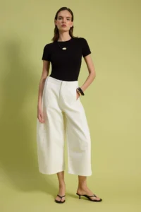 TRENDYOLMİLLA WHITE Waist Detailed High Waist Short Length Baggy Balloon jeans