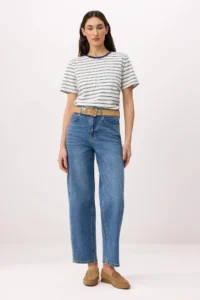 TRENDYOLMİLLA BLUE Stitching Detailed High Waist Less Flexible barrel jeans - Image 2
