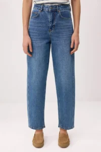 TRENDYOLMİLLA BLUE Stitching Detailed High Waist Less Flexible barrel jeans - Image 3