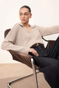 TRENDYOLMİLLA Wardrobe Essentials Mink Wide Pattern Blouse Look Knitwear Sweater