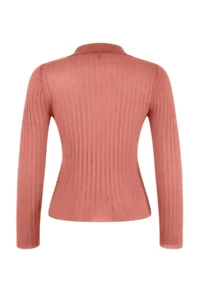 TRENDYOLMİLLA Wardrobe Essentials Brick Red Ribbed Polo Shirt Collar Thin Knitwear Sweater - Image 8