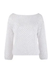 TRENDYOLMİLLA Silver sequined Thread Cellular Boat Neck Knitwear Sweater - Image 5