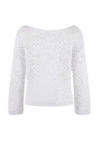 TRENDYOLMİLLA Silver sequined Thread Cellular Boat Neck Knitwear Sweater - Image 7