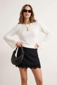 TRENDYOLMİLLA Ecru sequined Skirt Ucu Tassel Detailed Knitwear Sweater - Image 2
