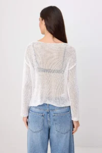 TRENDYOLMİLLA Boat Neck Knitwear Sweater  Showing Ecru Drink - Image 4