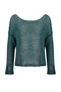 TRENDYOLMİLLA Petrol Drink Showing Boat Neck Knitwear Sweater - Image 5