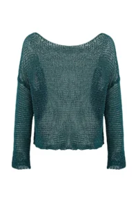 TRENDYOLMİLLA Petrol Drink Showing Boat Neck Knitwear Sweater - Image 6