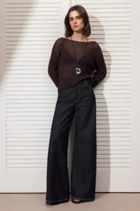TRENDYOLMİLLA Brown Summer Special Thread Cotton Wide Pattern Knitwear Sweater