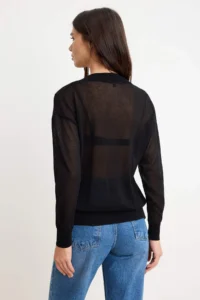 TRENDYOLMİLLA Black Transparent Look Thin Summer Blouse Knitwear Sweater - Image 4