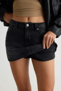 TRENDYOLMİLLA Black Az Flexible Mini DENIM Shorts Skirt - Image 3