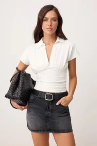 TRENDYOLMİLLA Black Az Flexible Mini DENIM Shorts Skirt - Image 5