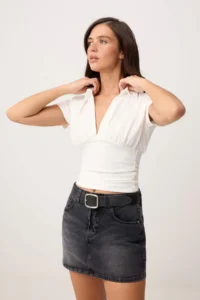 TRENDYOLMİLLA Black Az Flexible Mini DENIM Shorts Skirt - Image 8