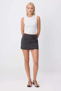 TRENDYOLMİLLA Anthracite 100% Cotton High Waist DENIM Shorts Skirt - Image 10