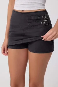 TRENDYOLMİLLA Anthracite 100% Cotton High Waist DENIM Shorts Skirt - Image 12