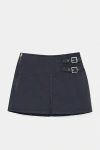 TRENDYOLMİLLA Anthracite 100% Cotton High Waist DENIM Shorts Skirt - Image 5