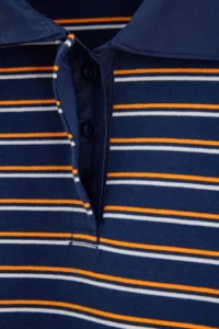 TRENDYOLMİLLA NAVY BLUE Striped Oversized Pattern Polo Shirt Collar Weaving Detailed Tok interlock Knitting T-Shirt - Image 7