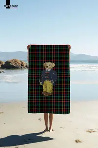 Marte Home Plaid Tedy Bear Beach Towel - Image 2